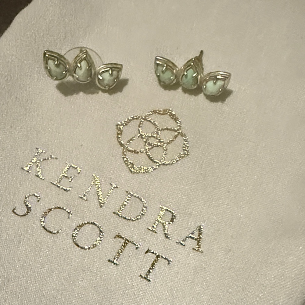 Kendra Scott Light Green Teardrop Earrings